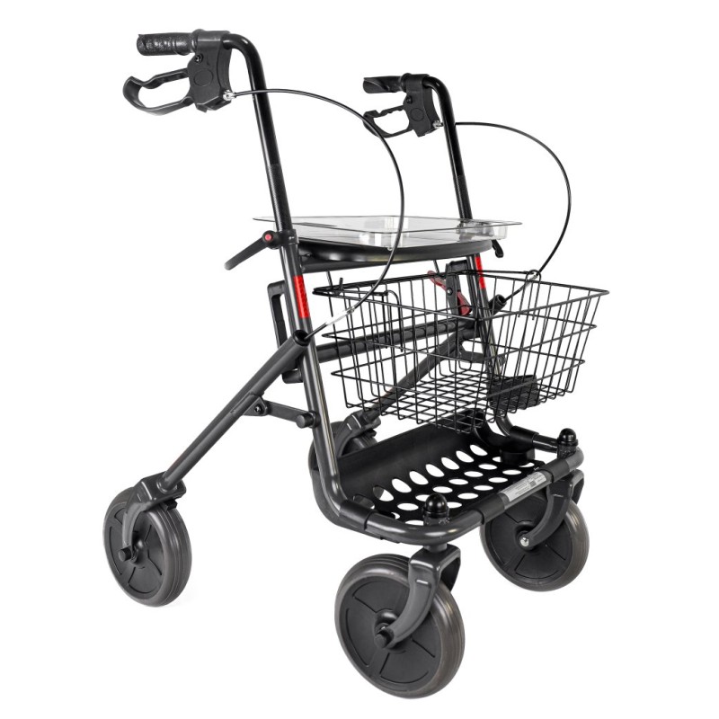 Billig rollator med kurv og bakke