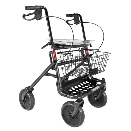 Billig rollator med kurv og bakke
