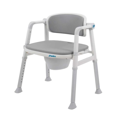 Elegant toiletstol med toiletspand – hvid med sæde og ryg