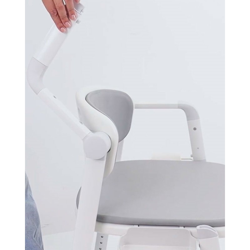 Elegant toiletstol med toiletspand – hvid med sæde og ryg