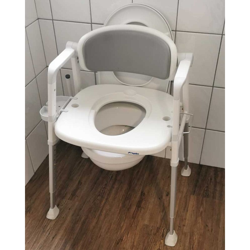Elegant toiletstol med toiletspand – hvid med sæde og ryg